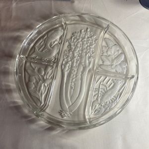Vintage intaglio glass devided tray